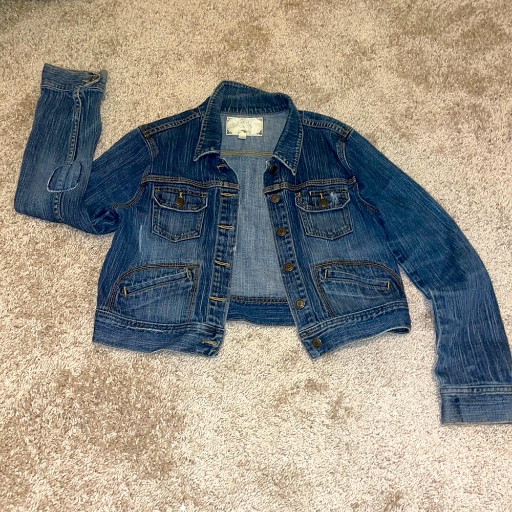 Old Navy Vintage Denim Blue Jean Jacket Large Button Down